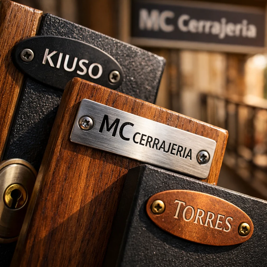 Muestra de marcas de puertas acorazadas populares en Barcelona, con muestras de bordes y texturas variadas.